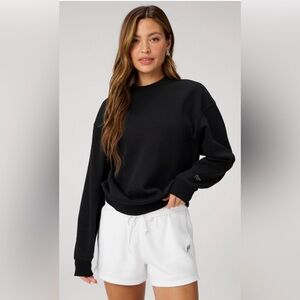 Fabletics Cozy Fleece Crew Neck Sweatshirt | L | NWT | Black | Sold Out